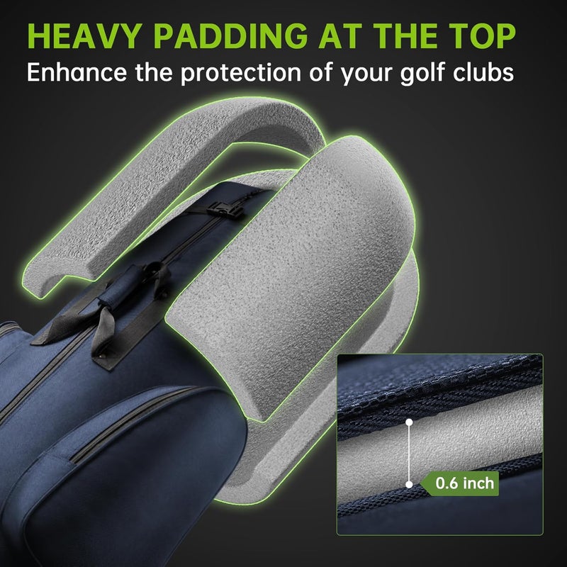 APTY Padded Golf Club Travel Bag with Wheels, Golf Luggage Case Cover for Airlines - 1680D Wear-Resistant Oxford, Waterproof Coating Layer, Universal Size - Image 4